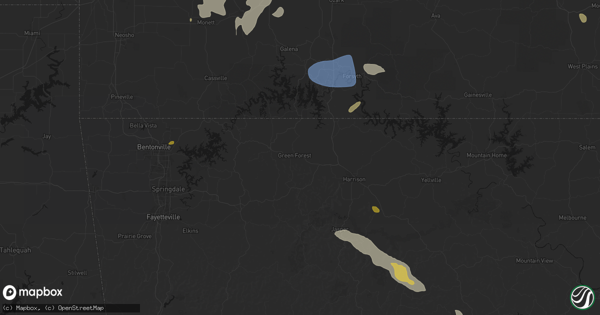 Hail map in Green Forest, AR on May 30, 2026