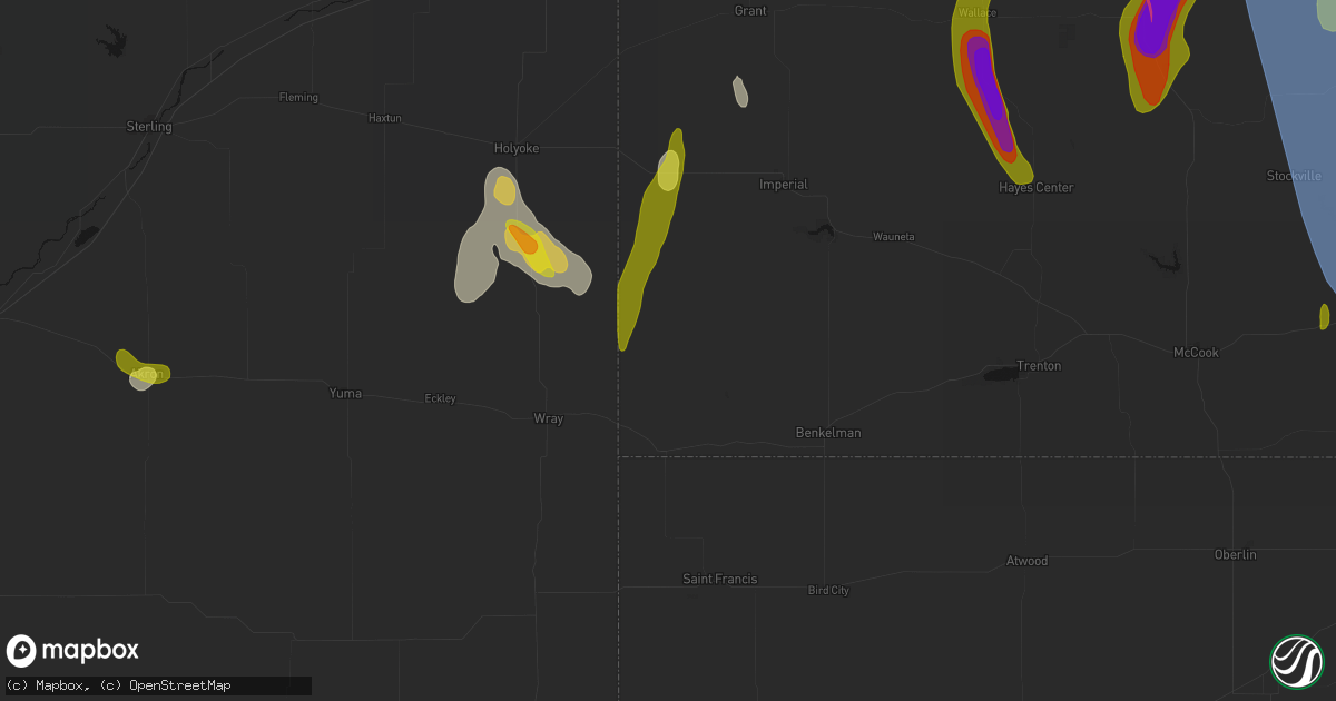 Hail map in Haigler, NE on May 30, 2026