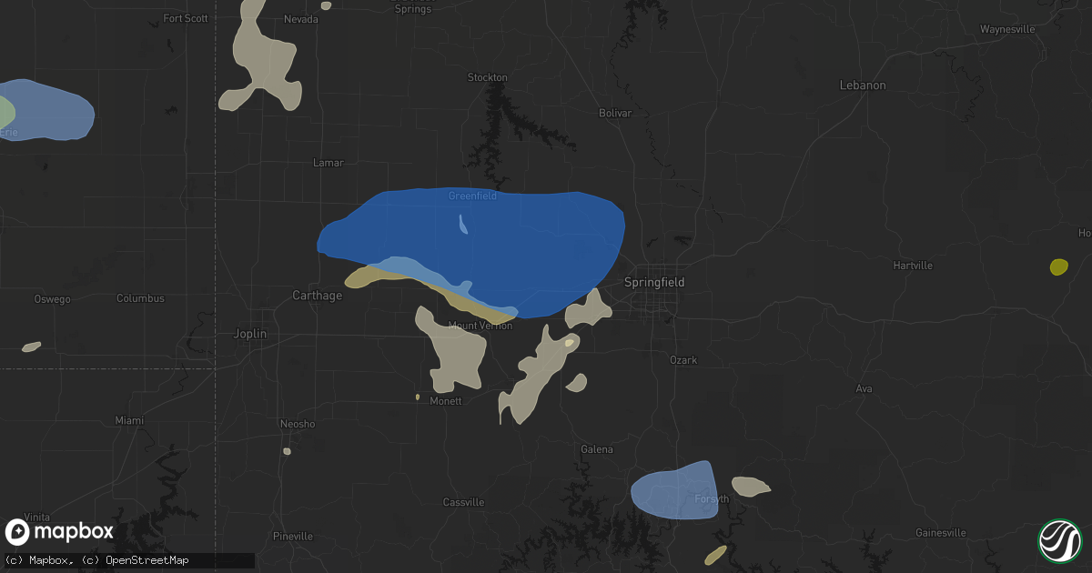 Hail map in Halltown, MO on May 30, 2026