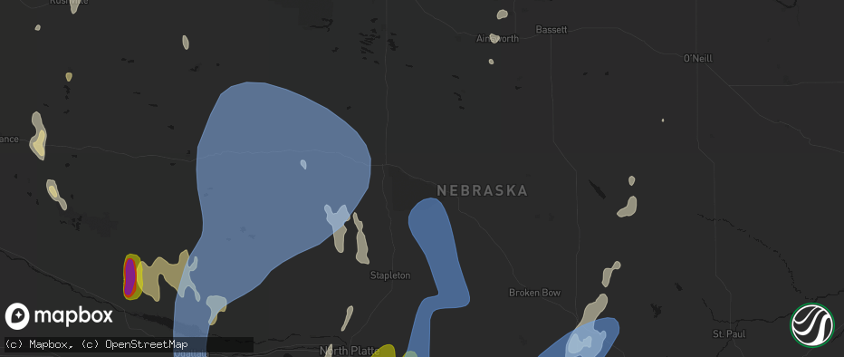 Hail map in Halsey, NE on May 30, 2026