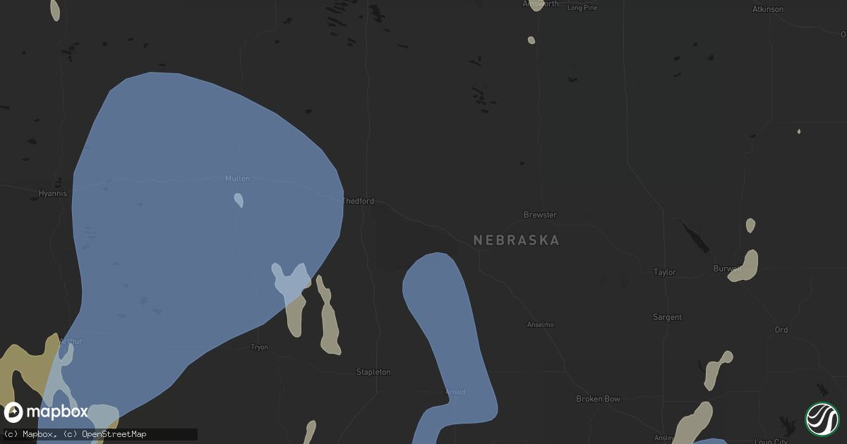 Hail map in Halsey, NE on May 30, 2026