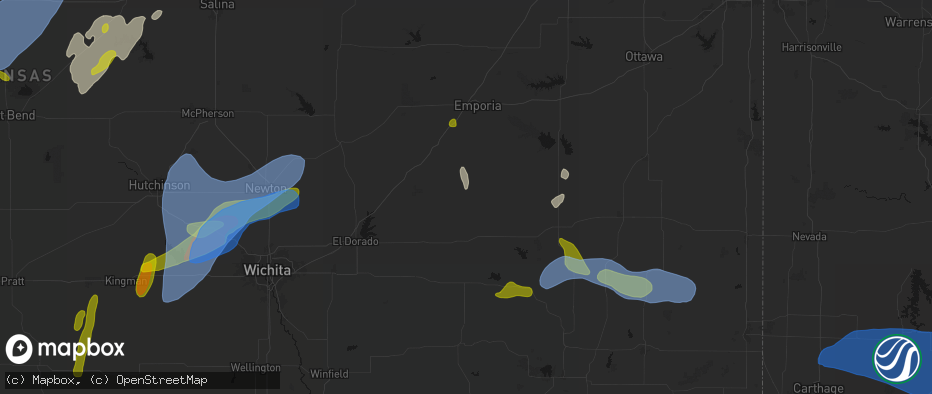 Hail map in Hamilton, KS on May 30, 2026