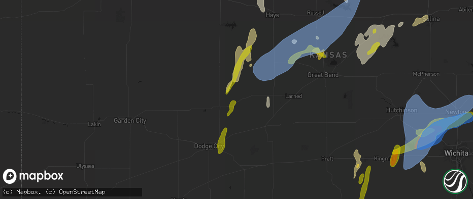 Hail map in Hanston, KS on May 30, 2026