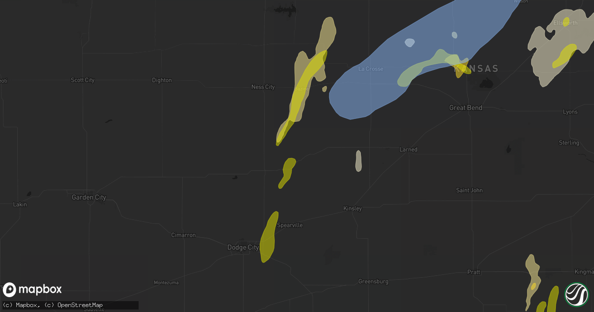 Hail map in Hanston, KS on May 30, 2026