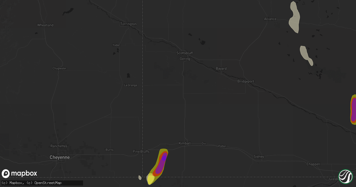 Hail map in Harrisburg, NE on May 30, 2026