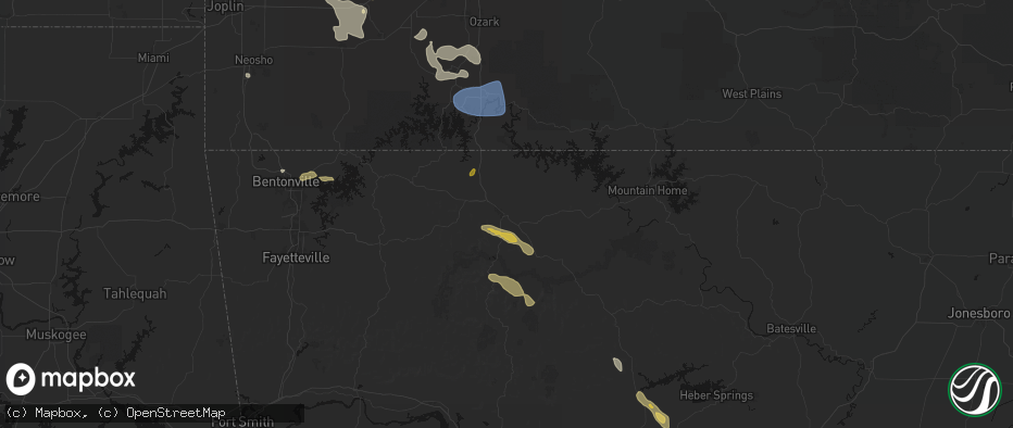 Hail map in Harrison, AR on May 30, 2026