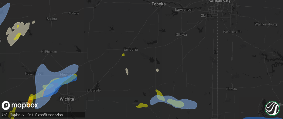 Hail map in Hartford, KS on May 30, 2026