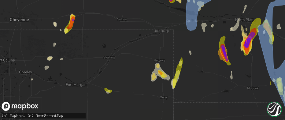 Hail map in Haxtun, CO on May 30, 2026