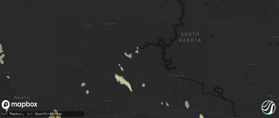 Hail map in Hayes, SD on May 30, 2026