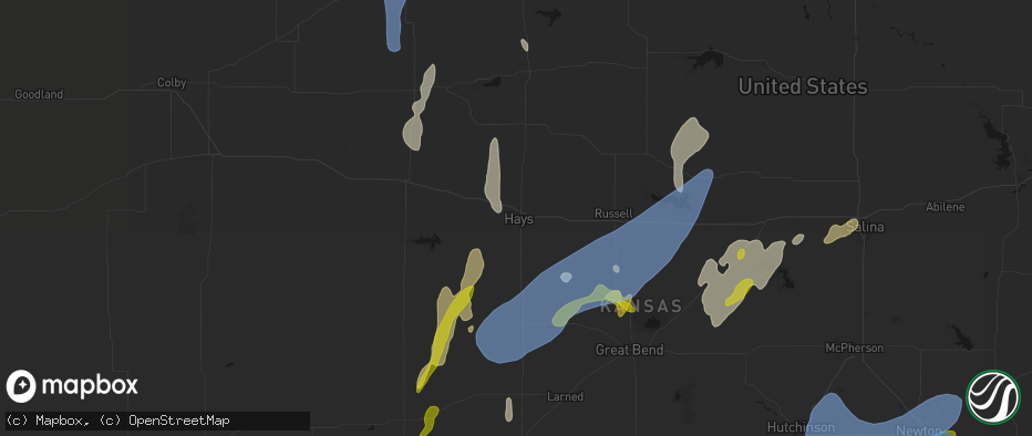 Hail map in Hays, KS on May 30, 2026