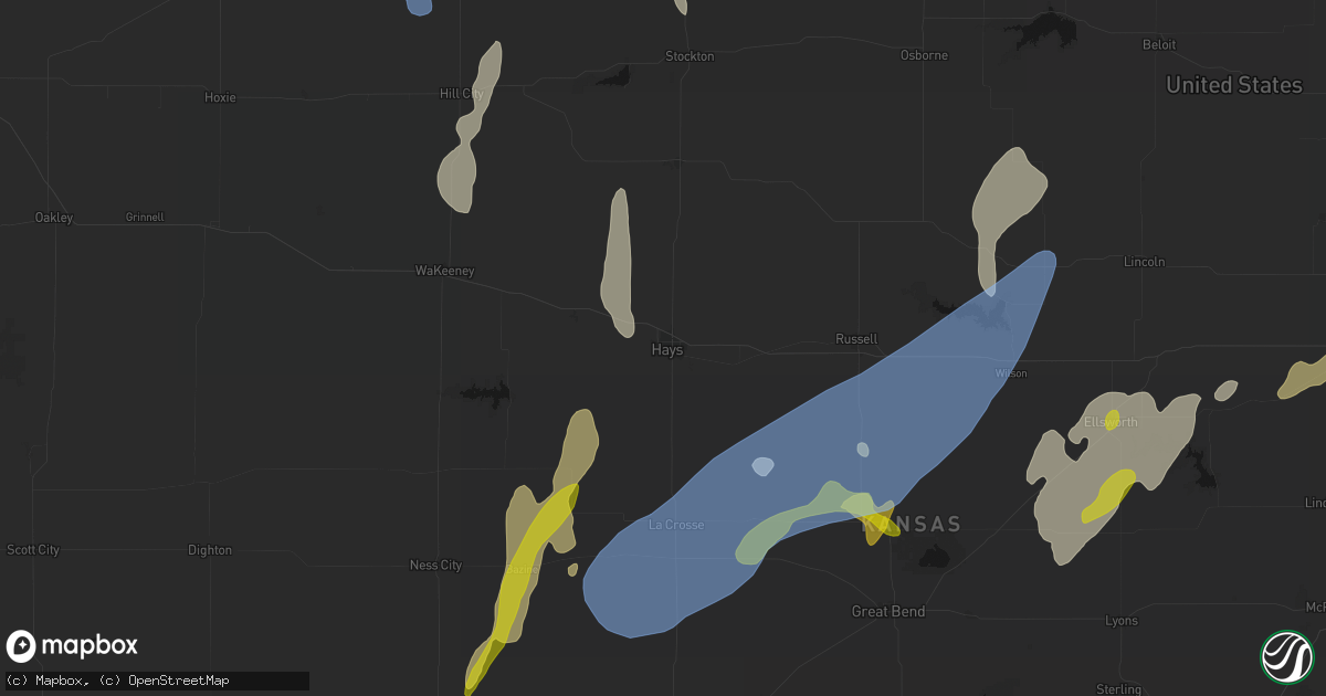 Hail map in Hays, KS on May 30, 2026