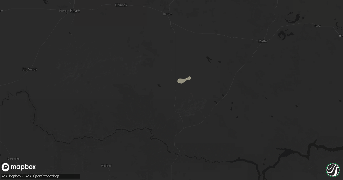 Hail map in Hays, MT on May 30, 2026