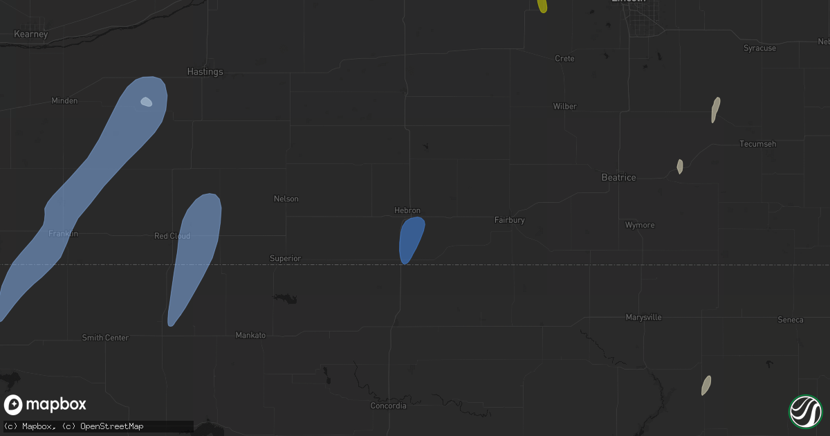Hail map in Hebron, NE on May 30, 2026