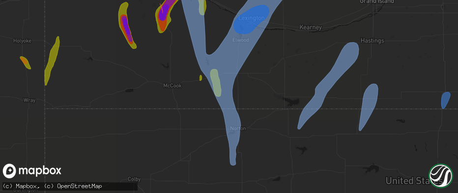 Hail map in Hendley, NE on May 30, 2026