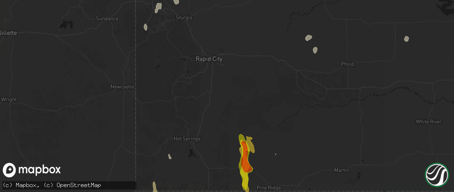Hail map in Hermosa, SD on May 30, 2026