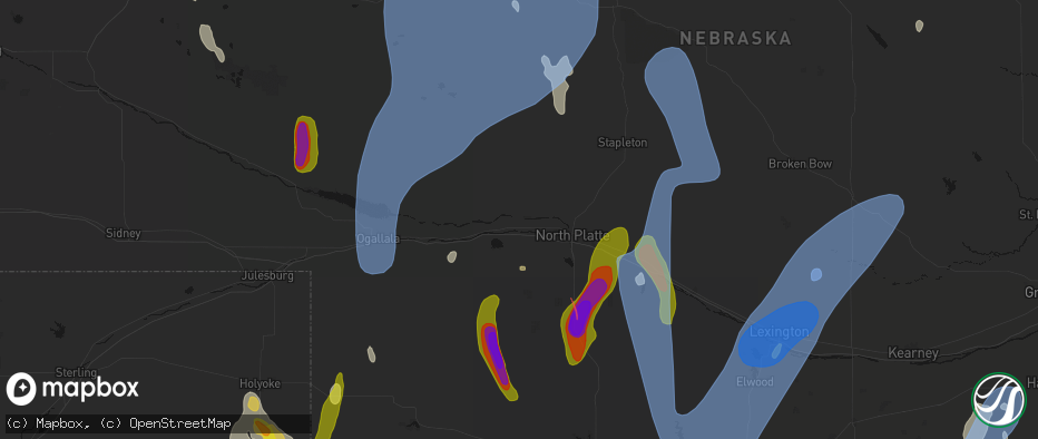 Hail map in Hershey, NE on May 30, 2026