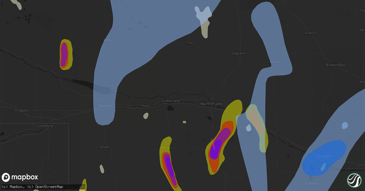 Hail map in Hershey, NE on May 30, 2026
