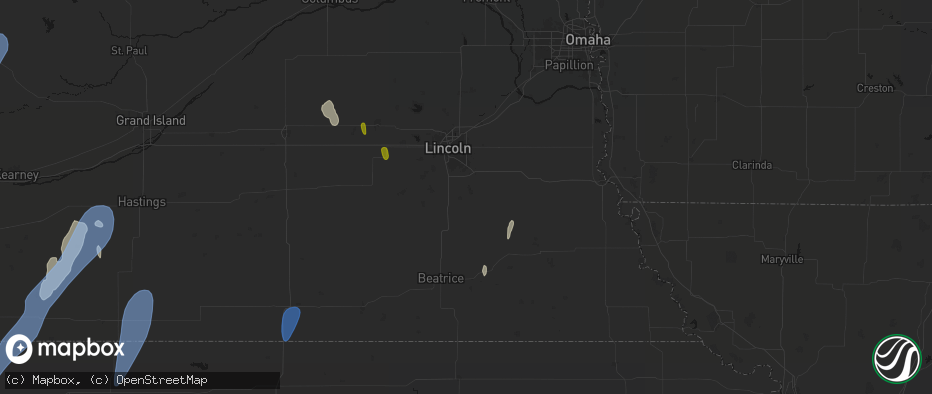 Hail map in Hickman, NE on May 30, 2026