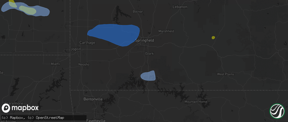 Hail map in Highlandville, MO on May 30, 2026