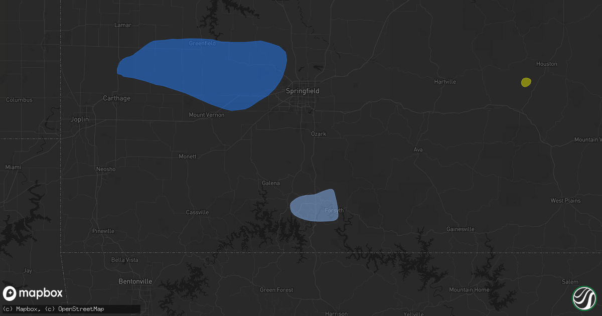 Hail map in Highlandville, MO on May 30, 2026