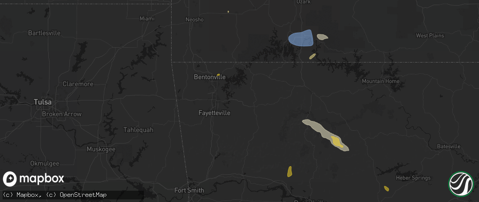 Hail map in Hindsville, AR on May 30, 2026