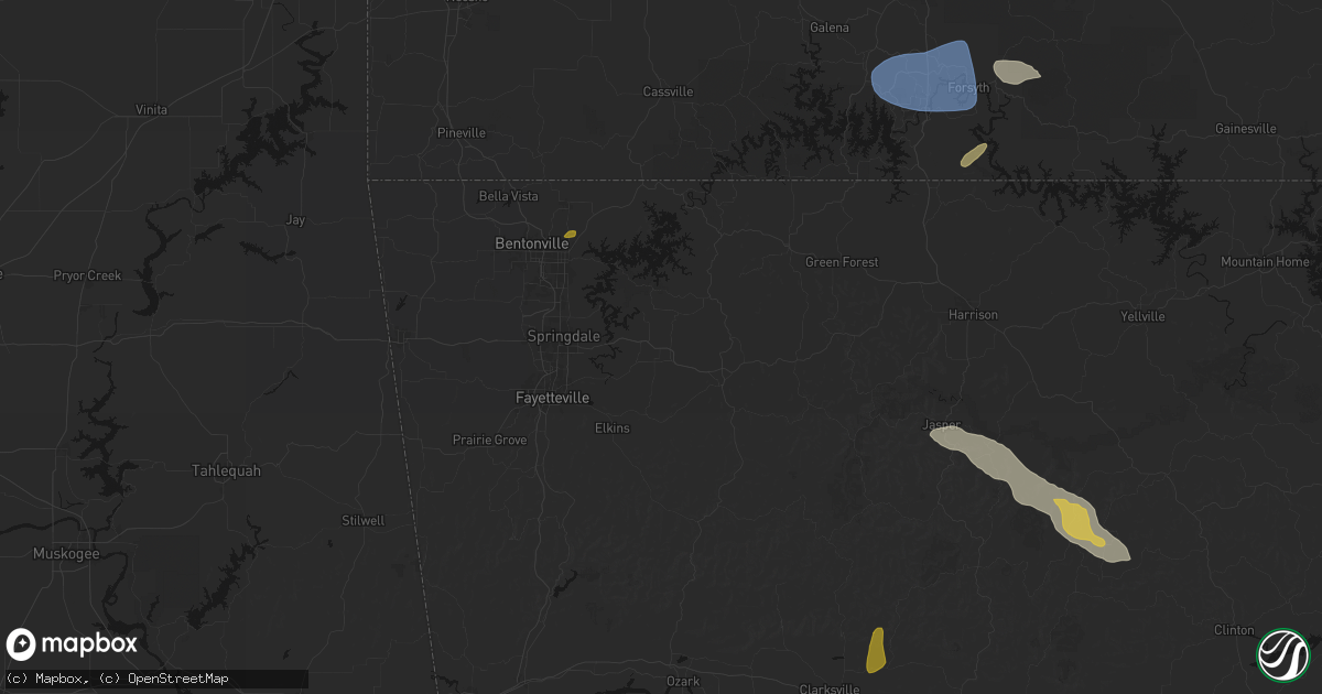 Hail map in Hindsville, AR on May 30, 2026