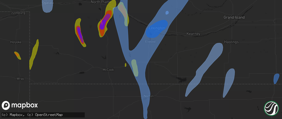 Hail map in Holbrook, NE on May 30, 2026