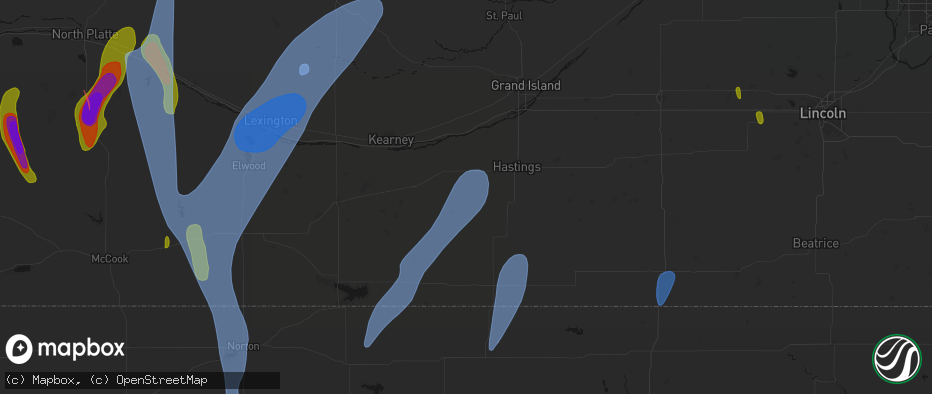 Hail map in Holstein, NE on May 30, 2026