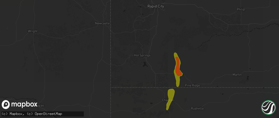 Hail map in Hot Springs, SD on May 30, 2026