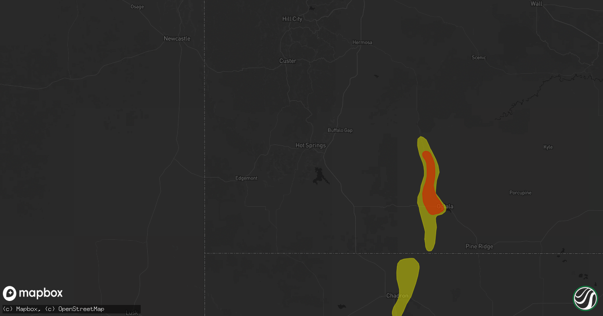 Hail map in Hot Springs, SD on May 30, 2026