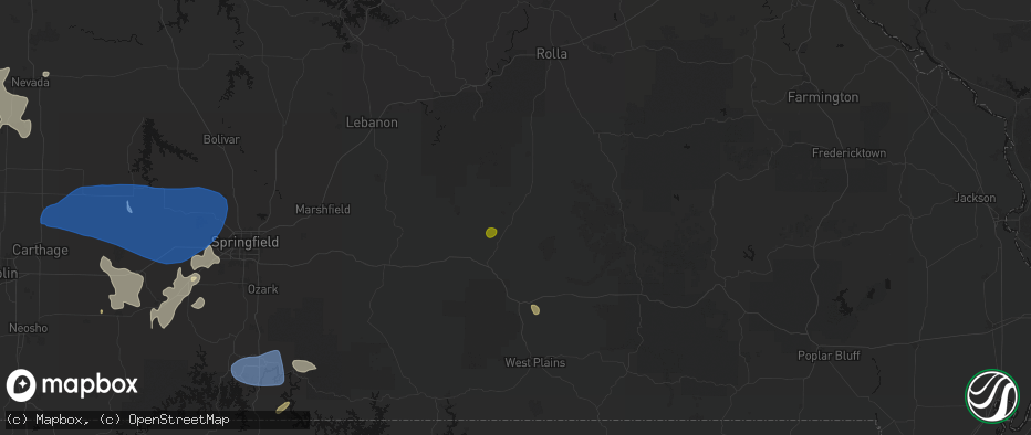 Hail map in Houston, MO on May 30, 2026