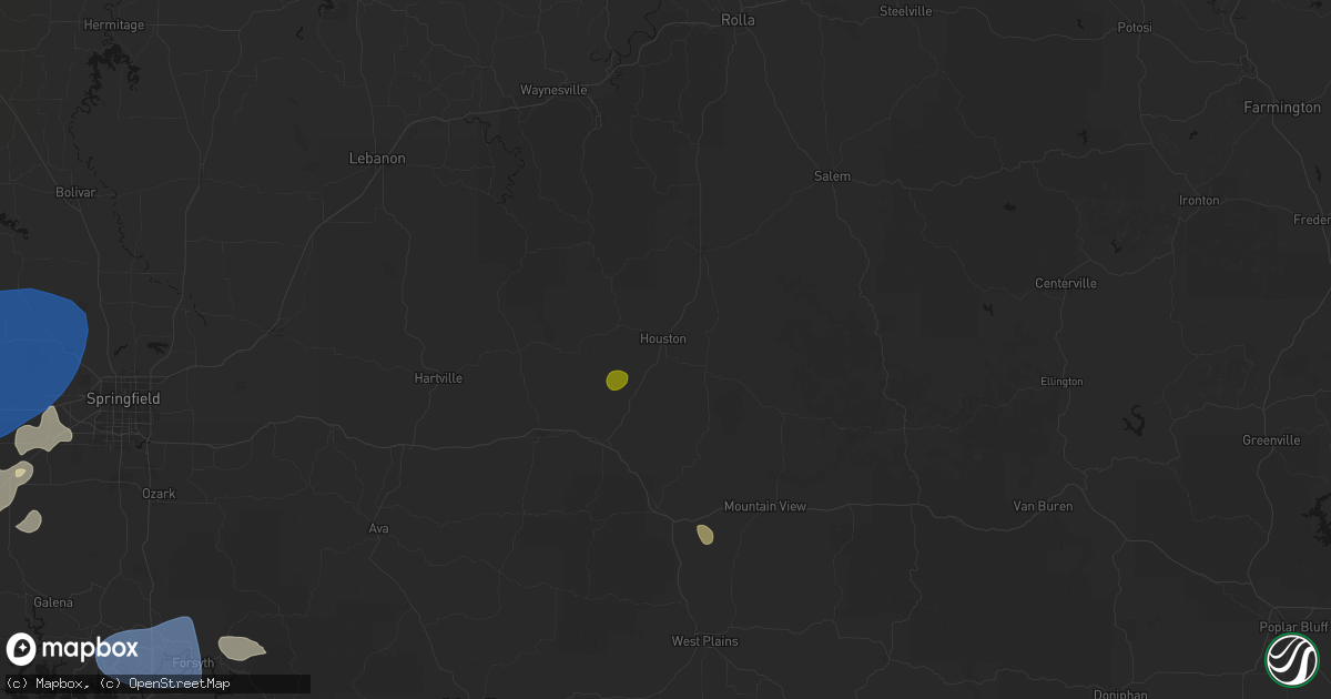 Hail map in Houston, MO on May 30, 2026
