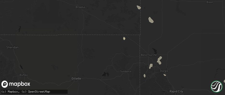 Hail map in Hulett, WY on May 30, 2026