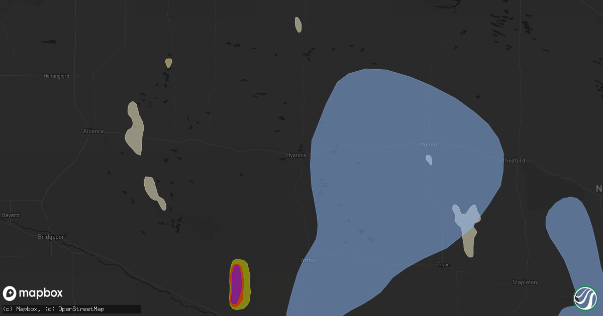 Hail map in Hyannis, NE on May 30, 2026