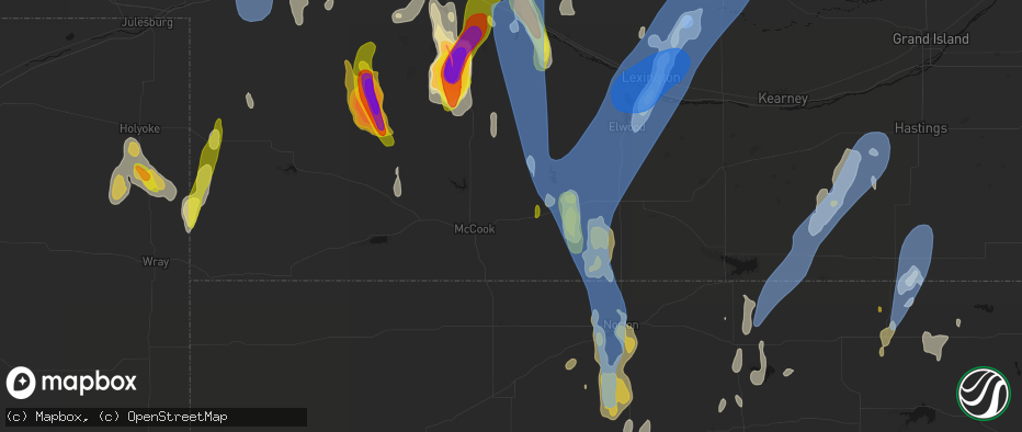 Hail map in Indianola, NE on May 30, 2026