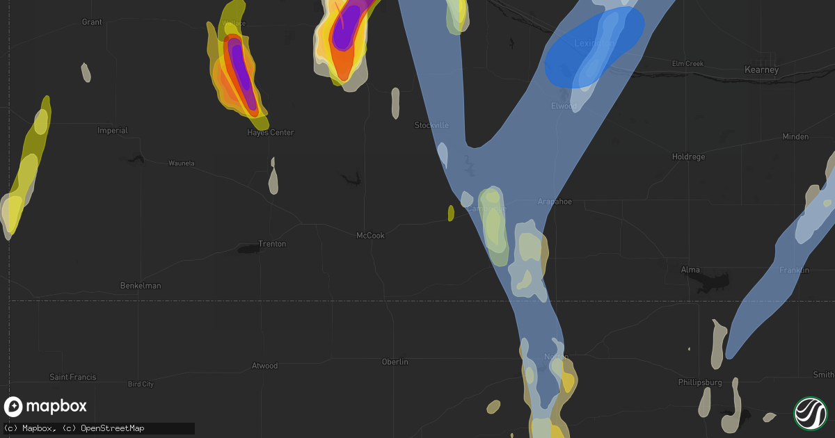 Hail map in Indianola, NE on May 30, 2026