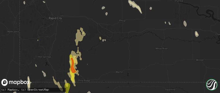 Hail map in Interior, SD on May 30, 2026