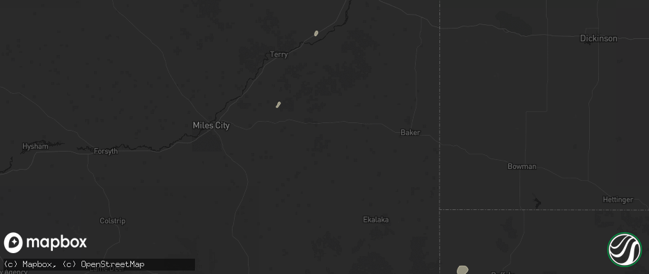 Hail map in Ismay, MT on May 30, 2026