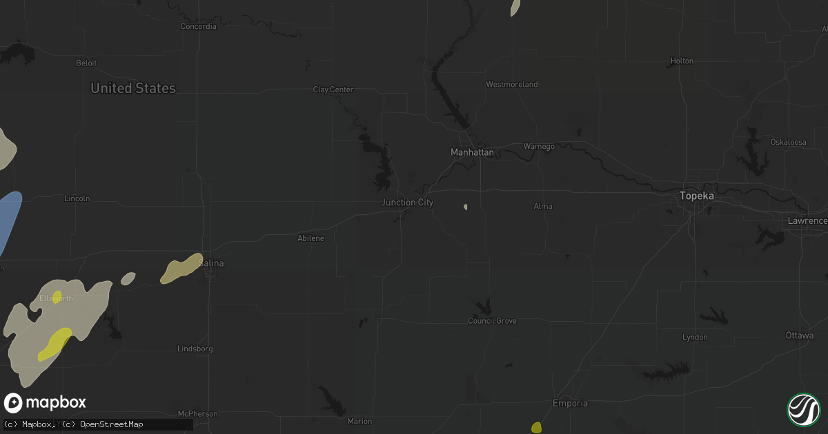 Hail map in Junction City, KS on May 30, 2026