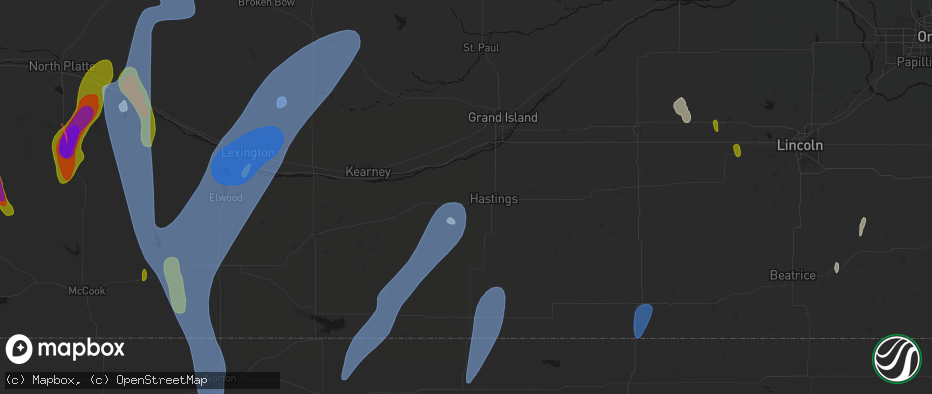 Hail map in Juniata, NE on May 30, 2026