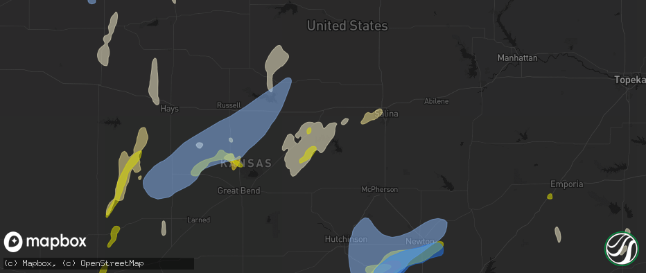 Hail map in Kanopolis, KS on May 30, 2026