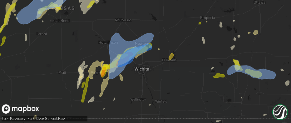 Hail map in Kechi, KS on May 30, 2026