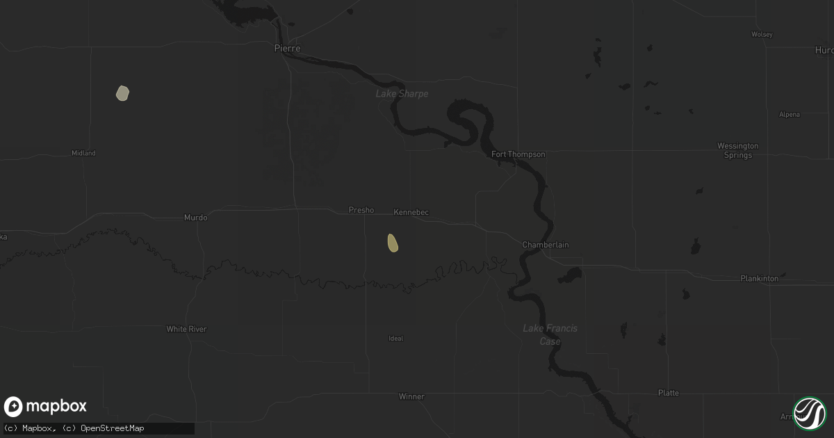 Hail map in Kennebec, SD on May 30, 2026