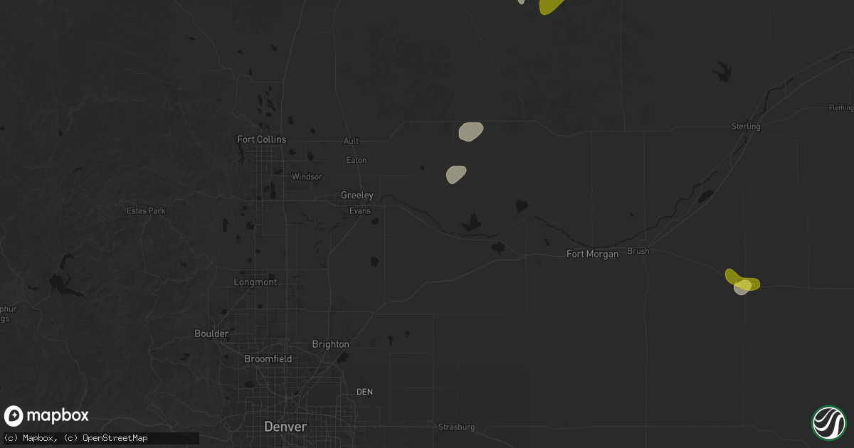 Hail map in Kersey, CO on May 30, 2026