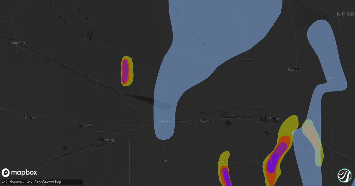 Hail map in Keystone, NE on May 30, 2026