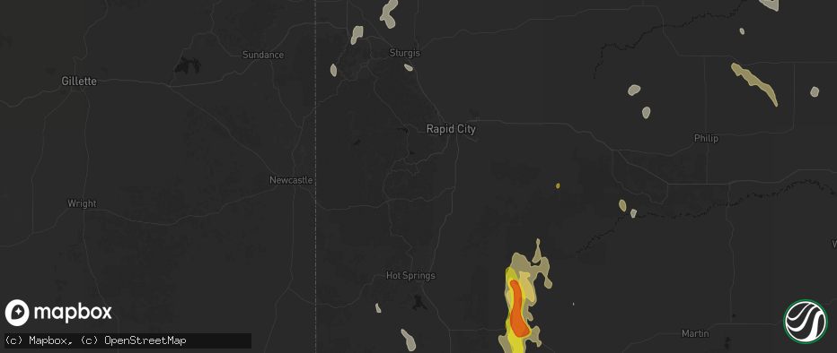 Hail map in Keystone, SD on May 30, 2026