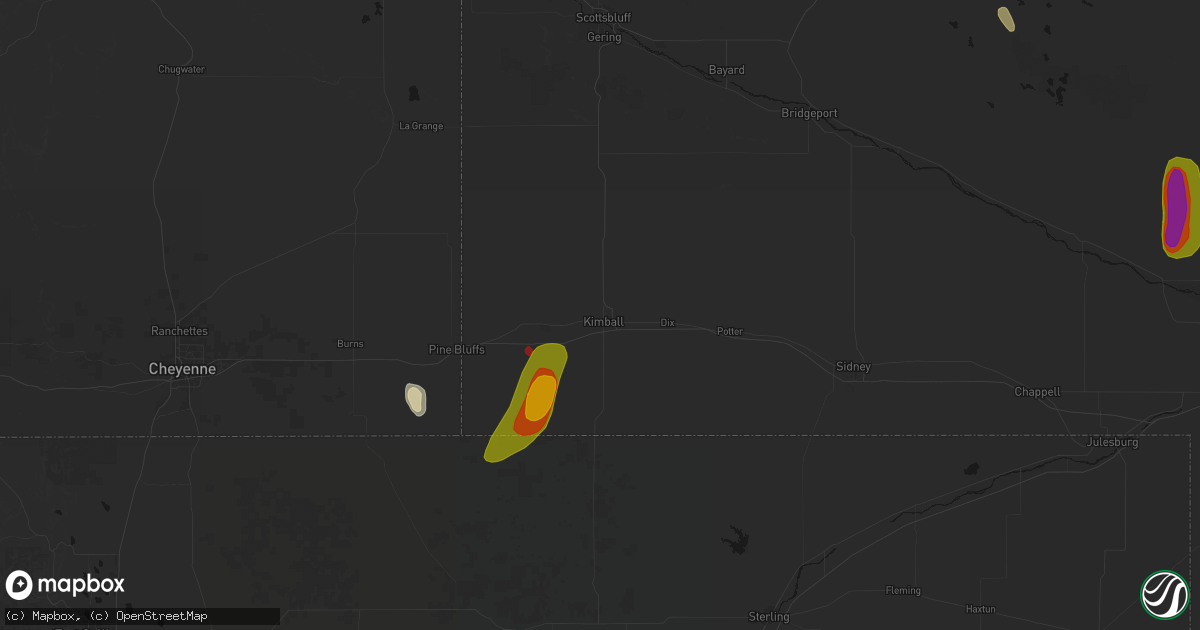 Hail map in Kimball, NE on May 30, 2026