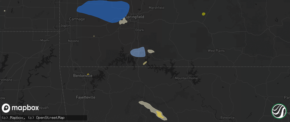 Hail map in Kirbyville, MO on May 30, 2026