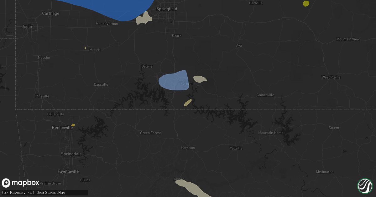 Hail map in Kirbyville, MO on May 30, 2026