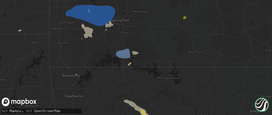 Hail map in Kissee Mills, MO on May 30, 2026